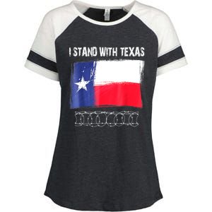 I Stand With Texas Flag Usa State Of Texas Enza Ladies Jersey Colorblock Tee