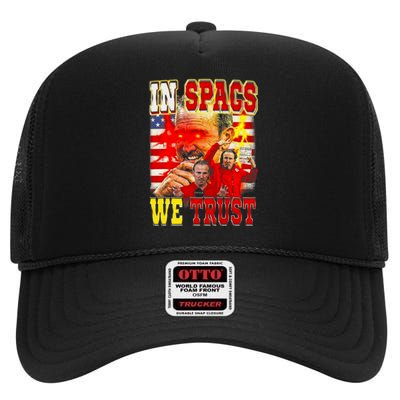 In Spags We Trust Coach Football Fan High Crown Mesh Back Trucker Hat