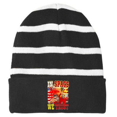 In Spags We Trust Coach Football Fan Striped Beanie with Solid Band