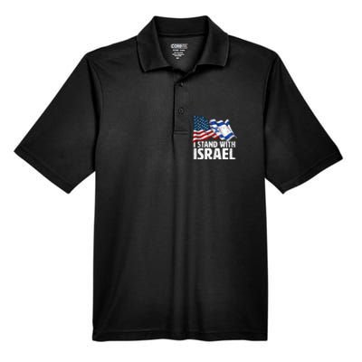 I Stand With Israel Usa American Flag W/ Israel Flag Men's Origin Performance Pique Polo