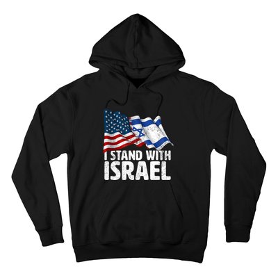 I Stand With Israel Usa American Flag W/ Israel Flag Hoodie