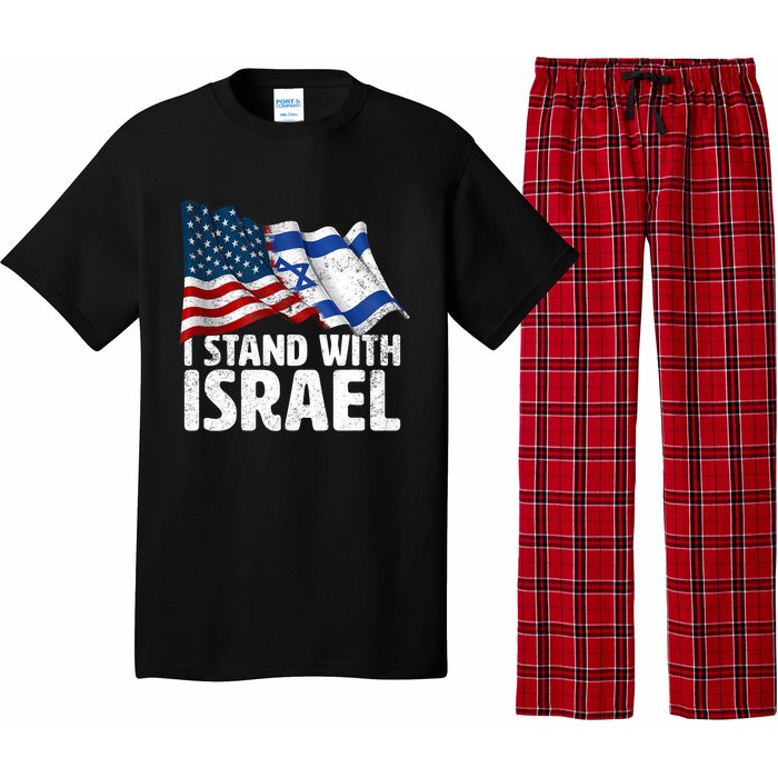 I Stand With Israel Usa American Flag W/ Israel Flag Pajama Set