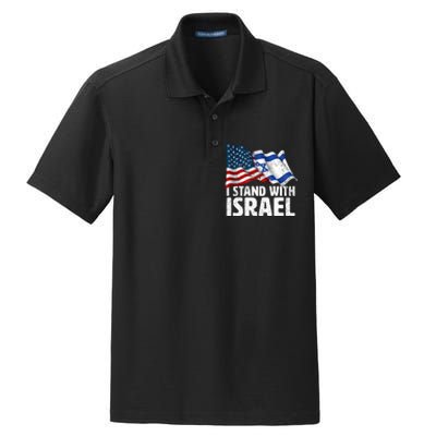 I Stand With Israel Usa American Flag W/ Israel Flag Dry Zone Grid Polo