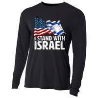 I Stand With Israel Usa American Flag W/ Israel Flag Cooling Performance Long Sleeve Crew