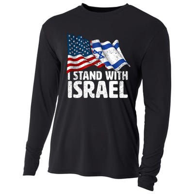 I Stand With Israel Usa American Flag W/ Israel Flag Cooling Performance Long Sleeve Crew