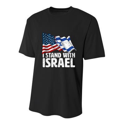 I Stand With Israel Usa American Flag W/ Israel Flag Youth Performance Sprint T-Shirt