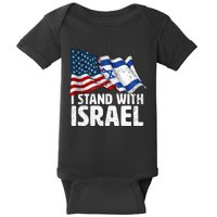 I Stand With Israel Usa American Flag W/ Israel Flag Baby Bodysuit