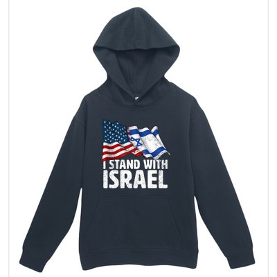 I Stand With Israel Usa American Flag W/ Israel Flag Urban Pullover Hoodie