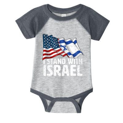 I Stand With Israel Usa American Flag W/ Israel Flag Infant Baby Jersey Bodysuit