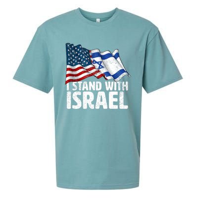 I Stand With Israel Usa American Flag W/ Israel Flag Sueded Cloud Jersey T-Shirt