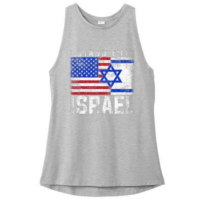 I Stand With Israel Ladies PosiCharge Tri-Blend Wicking Tank