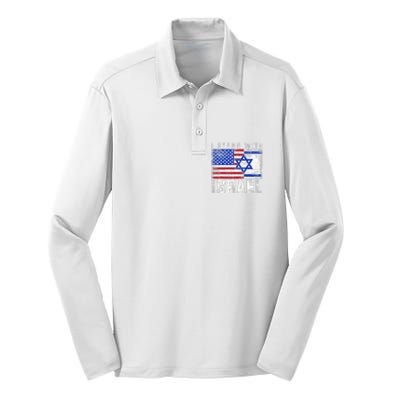 I Stand With Israel Silk Touch Performance Long Sleeve Polo