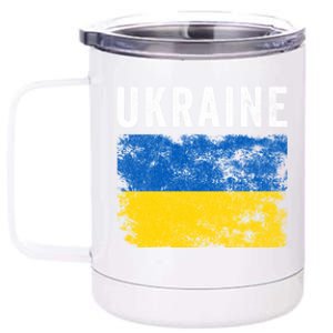 I Stand With Ukraine Flag Yellow And Blue Support The Ukranian Gift 12 oz Stainless Steel Tumbler Cup