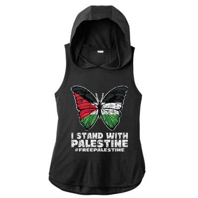 I Stand With Palestine For Their Freedom Free Palestine Ladies PosiCharge Tri-Blend Wicking Draft Hoodie Tank