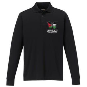 I Stand With Palestine For Their Freedom Free Palestine Performance Long Sleeve Polo