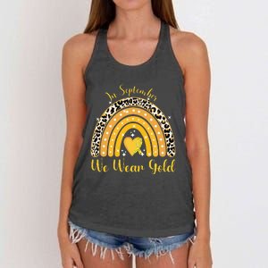 In September We Wear Gold Childhood Cancer Awareness Women's Knotted Racerback Tank