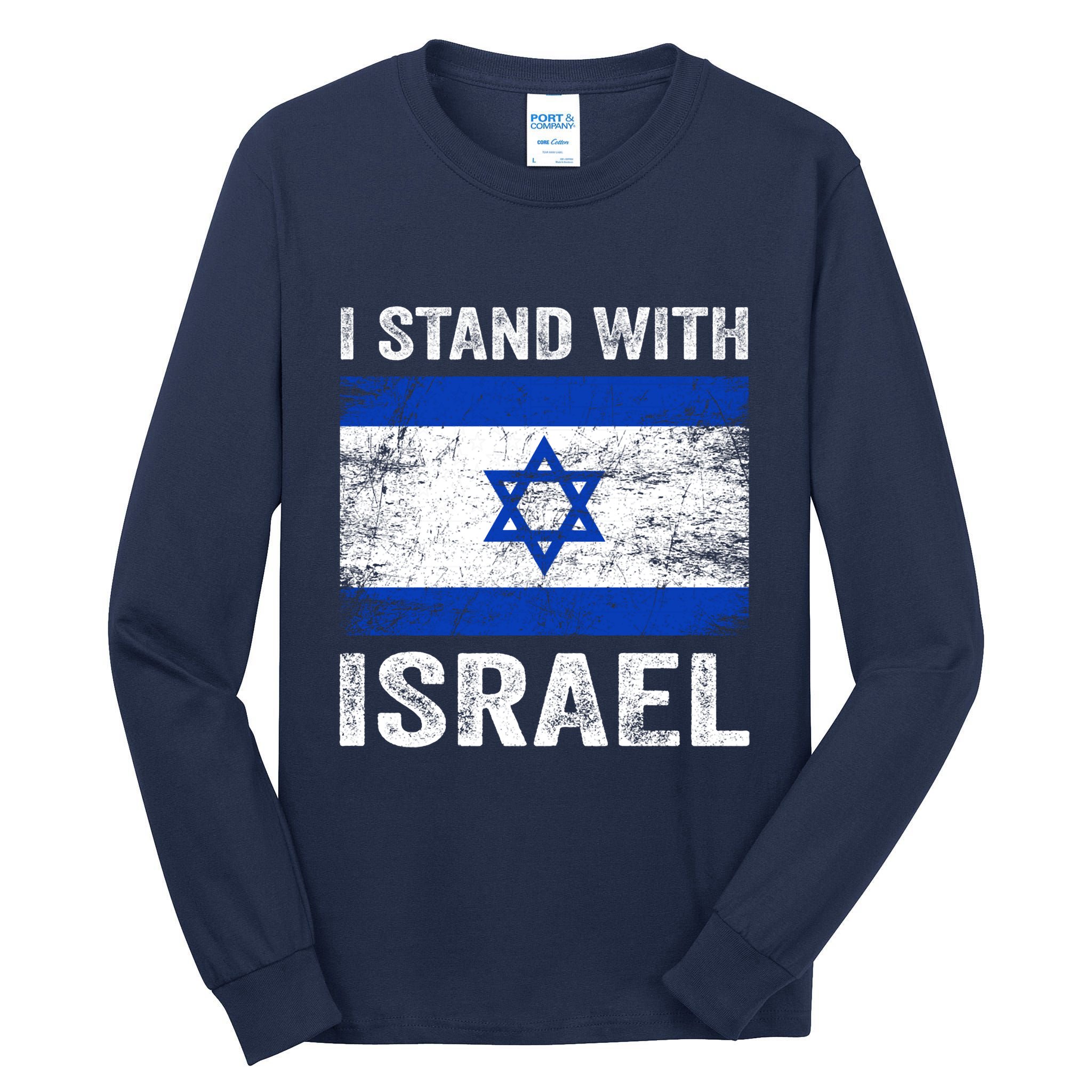 I Stand With Israel Jewish Gifts Heritage Israeli Tall Long Sleeve T-Shirt