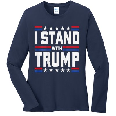 I Stand With Trump Funny Trump 2024 Convicted Felon Ladies Long Sleeve Shirt