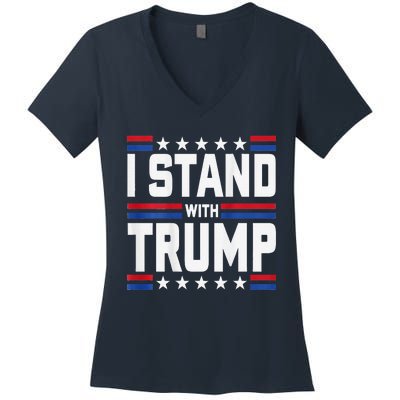 I Stand With Trump Funny Trump 2024 Convicted Felon Women's V-Neck T-Shirt