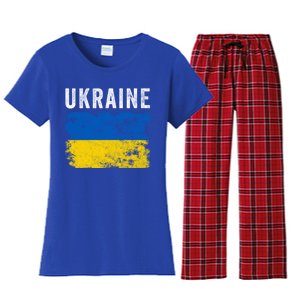 I Stand With Ukraine Flag Yellow And Blue Support The Ukranian Gift Women's Flannel Pajama Set