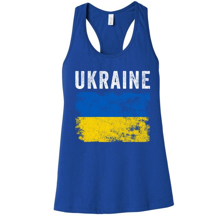 I Stand With Ukraine Flag Yellow And Blue Support The Ukranian Gift Women's Racerback Tank