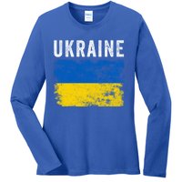 I Stand With Ukraine Flag Yellow And Blue Support The Ukranian Gift Ladies Long Sleeve Shirt