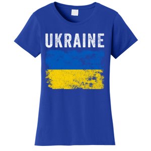 I Stand With Ukraine Flag Yellow And Blue Support The Ukranian Gift Women's T-Shirt