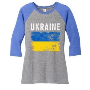 I Stand With Ukraine Flag Yellow And Blue Support The Ukranian Gift Women's Tri-Blend 3/4-Sleeve Raglan Shirt