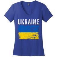 I Stand With Ukraine Flag Yellow And Blue Support The Ukranian Gift Women's V-Neck T-Shirt