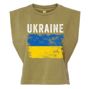 I Stand With Ukraine Flag Yellow And Blue Support The Ukranian Gift Garment-Dyed Women's Muscle Tee