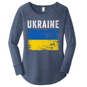 I Stand With Ukraine Flag Yellow And Blue Support The Ukranian Gift Women's Perfect Tri Tunic Long Sleeve Shirt