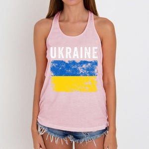 I Stand With Ukraine Flag Yellow And Blue Support The Ukranian Gift Women's Knotted Racerback Tank