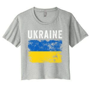 I Stand With Ukraine Flag Yellow And Blue Support The Ukranian Gift Women's Crop Top Tee