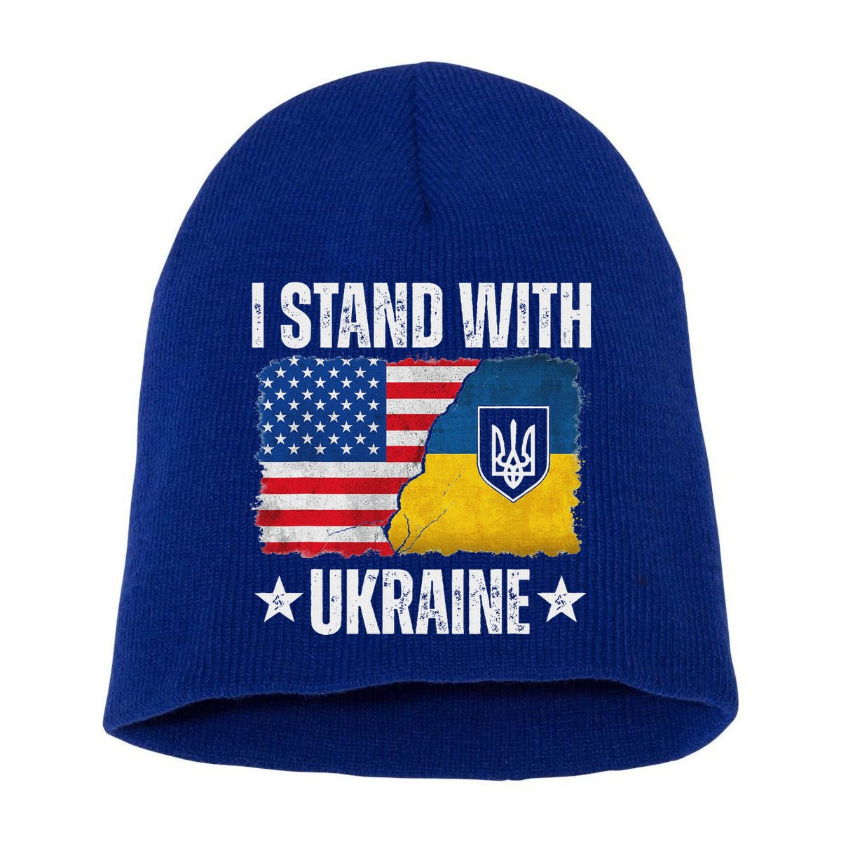 I Stand With Ukraine Support Ukraine Short Acrylic Beanie