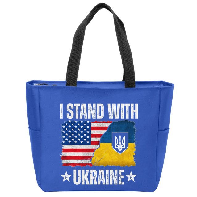 I Stand With Ukraine Support Ukraine Zip Tote Bag