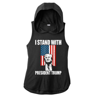 I Stand With President Trump MaraLago Trump Support Ladies PosiCharge Tri-Blend Wicking Draft Hoodie Tank