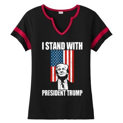 I Stand With President Trump MaraLago Trump Support Ladies Halftime Notch Neck Tee