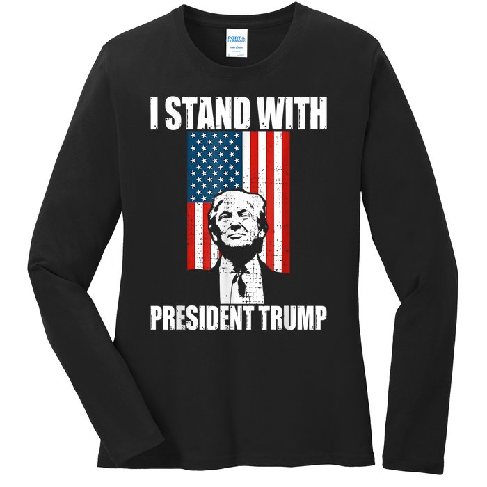 I Stand With President Trump MaraLago Trump Support Ladies Long Sleeve Shirt