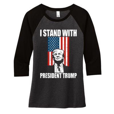 I Stand With President Trump MaraLago Trump Support Women's Tri-Blend 3/4-Sleeve Raglan Shirt