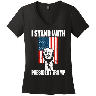 I Stand With President Trump MaraLago Trump Support Women's V-Neck T-Shirt