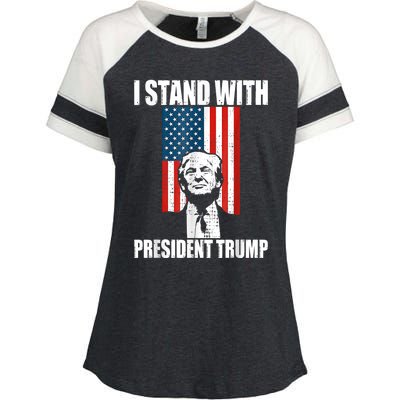 I Stand With President Trump MaraLago Trump Support Enza Ladies Jersey Colorblock Tee