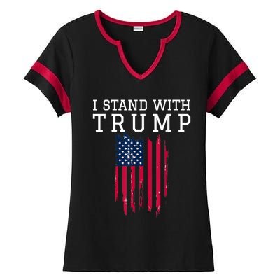 I Stand With Trump Pro Trump Supporter Ladies Halftime Notch Neck Tee