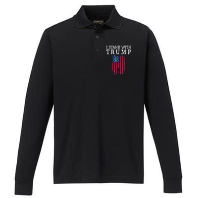 I Stand With Trump Pro Trump Supporter Performance Long Sleeve Polo