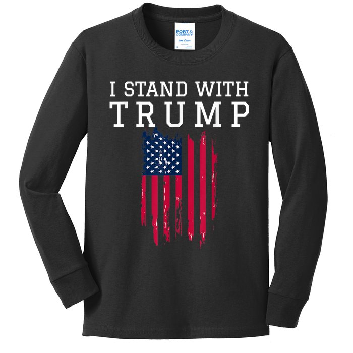 I Stand With Trump Pro Trump Supporter Kids Long Sleeve Shirt