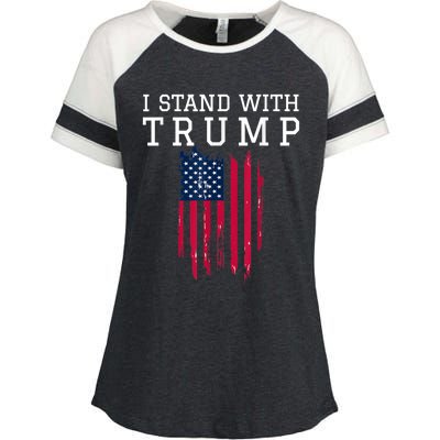 I Stand With Trump Pro Trump Supporter Enza Ladies Jersey Colorblock Tee