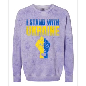 I Stand With Ukraine Ukrainian Flag Support Ukraine Gift Colorblast Crewneck Sweatshirt