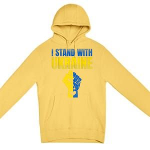 I Stand With Ukraine Ukrainian Flag Support Ukraine Gift Premium Pullover Hoodie