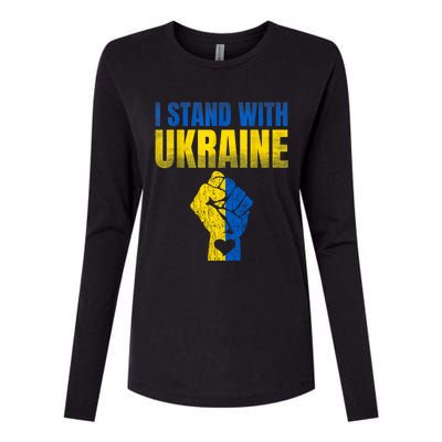 I Stand With Ukraine Ukrainian Flag Support Ukraine Gift Womens Cotton Relaxed Long Sleeve T-Shirt