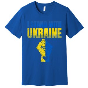 I Stand With Ukraine Ukrainian Flag Support Ukraine Gift Premium T-Shirt