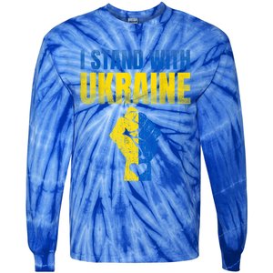 I Stand With Ukraine Ukrainian Flag Support Ukraine Gift Tie-Dye Long Sleeve Shirt